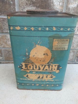 Vintage Louvain Coffee Tin / Box From Sears,  Robuck & Co,  5 - Lb.  Can