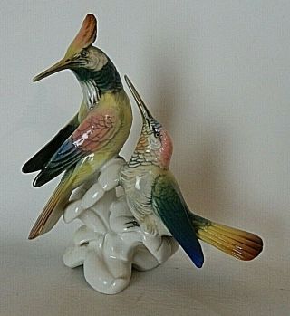 Antique Karl Ens Volkstedt Porcelain Figurines Hummingbirds,  7 3/8 " Tall