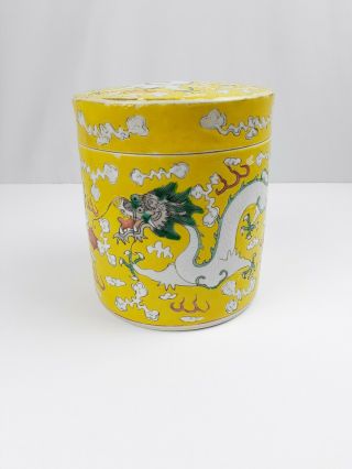Antique Circa 1865 Chinese Porcelain Jar Qing Dynasty Shunzhi Period Yellow