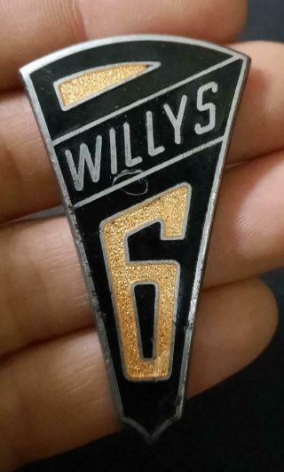 Willys 6 Automobile Radiator Badge Car Truck Emblem Hood Ornament Sign