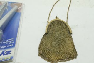 Hallmarked Silver Mesh Chain Mail Bag Purse 925 Sterling Silver Gold Tone