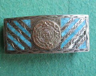 Old Not Antique 60s Vintage Mexican Indian 32.  2gram Sterling Silver Belt Buckle