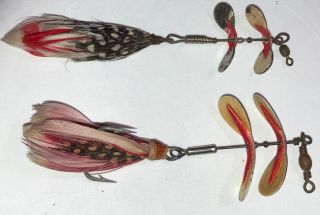 (2) Vintage Pflueger Tandem Spinner Fishing Lures 1/0 - 2/0