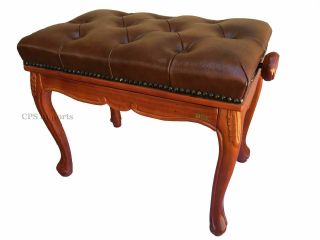 Leather Antique Style Adjustable Piano Bench/stool - Brown Opened Item