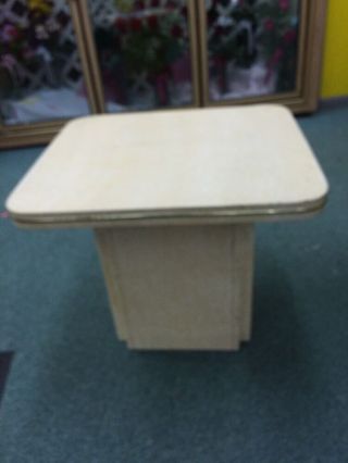 Vintage Mid Century Modern Plant Stand End Table Ivory Gold Art Deco Retro