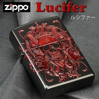 Zippo Lighter Lucifer Devil Skull Fallen Angel Matte Black Ion Red Brass Japan 3