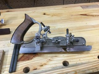 Antique Stanley No.  45 Combination Plane With Cutters And Tin Box