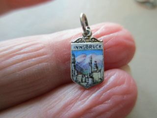Antique Vintage Rare German Silver Enamel Innsbruck Travel Fob Charm Pendant Old