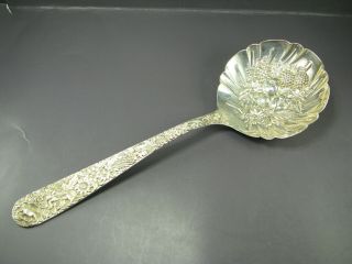 S Kirk & Son Sterling Silver Repousse Large Solid Shell Berry Casserole Spoon