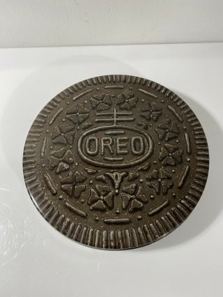 Vintage Collectible Round Nabisco Oreo Cookie Shaped Tin Empty 10 "