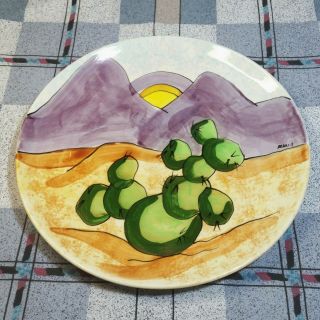 Vtg 1982 Southwest Desert Art Studio Ceramic Plate 10 " Scottsdale Arizona Marcy