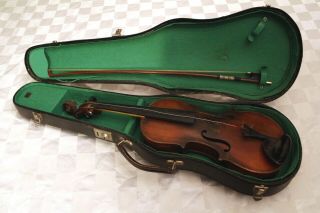 Antique Ole Bull Stamp 3/4 Violin With Case And Bow Germany Ussr Occupied