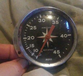 Vintage Airguide Instrument Co Boat Speedometer Nautical Maritime Chrome Plated