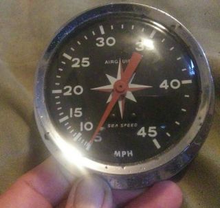 Vintage Airguide Instrument Co Boat Speedometer Nautical Maritime Chrome Plated 2