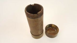 Vintage Wood Tube Pipe Fitting Brass Cap Threaded Attached