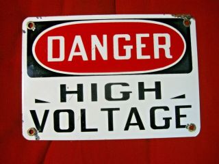 Vtg Danger High Voltage Porcelain Sign 7 " X 10 "