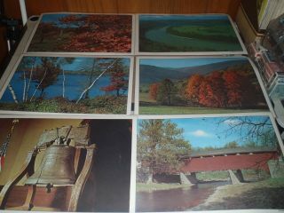 Vintage Set Of 6 Large Color Laminated Pennsylvania Placemats Liberty Bell