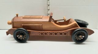 Wooden Handcrafted Classic Car Model Handmade Collectible 15.  5 " Vintage