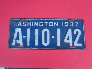 1937 Washington State Wa,  Wn Passenger License Plate A - 110 - 142 Yom