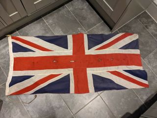 Huge Antique British Union Jack Flag Fabric Linen Double Sided Ww2 World War 2?