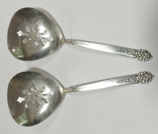 King Edward Silver Pierced Nut Spoons Moss Rose Pattern Set Of Two Vintage Find