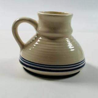 Vintage No Spill No Slip Wide Bottom Coffee Mug Cup Cream And Blue