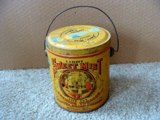 Antique Sweet Mist Tobacco Tin Can Pail Scotten Dillon Co.  Detroit,  Mi 6 Inches