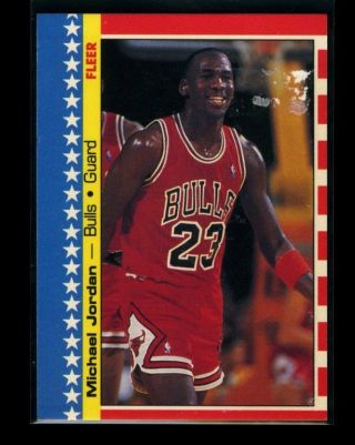 1987 - 88 Fleer Sticker Michael Jordan Bulls Hof 2 Fr (b)