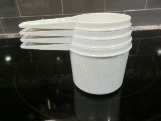 Vintage Tupperware Speckled Gray Measuring Cups Set Of 4 - 1/2,  2/3,  3/4 & 1 Cup