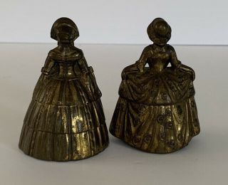 Vintage Victorian Lady Brass Bell Set Of 2 Pair Southern Bell