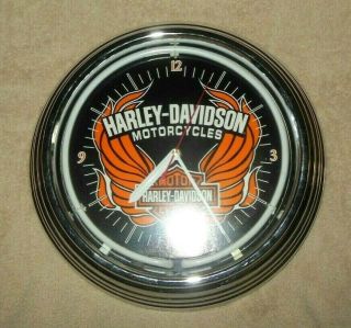 Harley Davidson 12 " Red Neon Wall Clock