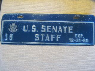 U.  S.  Senate Staff 1980 License Plate Topper.