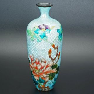 Late 19th/early 20th C Japanese Ginbari Cloisonné Vase With Peony Design