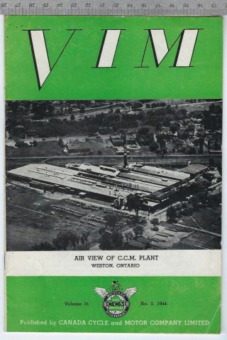 Canada Cycle & Motor Co.  Vim Ccm Bicycle Trade Publication No.  3 1944 Cgb