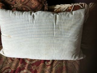Vtg Feather/down Pillow Blue Strip 16x27