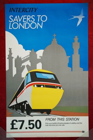 Br Intercity Hst High Speed Train Artwork Savers To London Poster Dr Orig 1988
