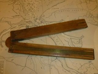 Antique 2 Foot Brass/wood Four Fold Out Slide Rule By Samson Aston Birm.  C.  1860.