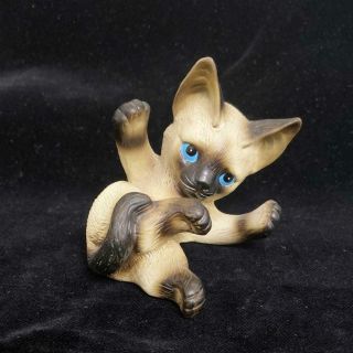Vintage Siamese Cat Kitten Figure Blue Eyes Lefton China Hand Painted