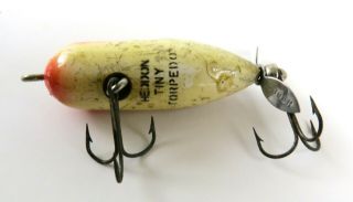 Heddon Tiny Torpedo Vintage Plastic Propellor Fishing Lure,  White Flitter Body 3
