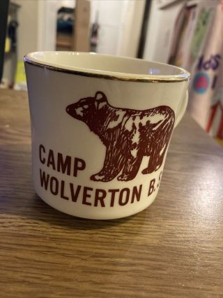 Vintage Bsa Boy Scouts Coffee Cup Mug,  Camp Wolverton Bsa,  Made In Usa