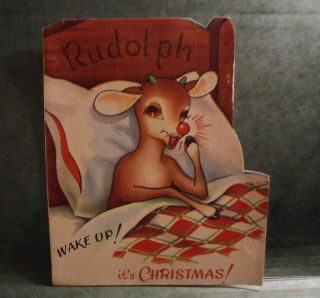 Vintage Christmas Card Rudolph The Red - Nosed Reindeer Wake Up It 