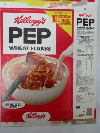 Vtg 1978 Kellogg’s Pep Wheat Flakes Empty Cereal Box Rare