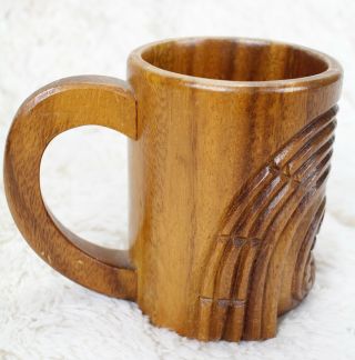 Vintage Hawaiian Tiki Mug - Hand Carved Teak Wood Carving 5 