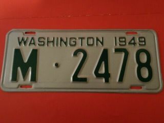 1949 Washington State Wa,  Wn Passenger License Plate M - 2478 Restored Yom