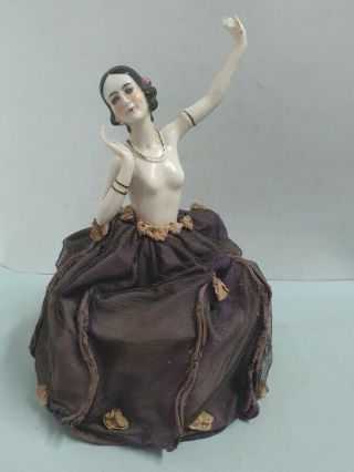 Antique Art Deco Big Lady Half Doll In Porcelain