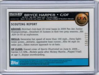 2010 Bowman Chrome BRYCE HARPER USA 1st Prospect Refractor /777 Nationals 2