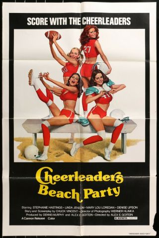 Cheerleaders Beach Party 1979 Authentic Vintage Ff 1 - Sheet Movie Poster 27 X 41