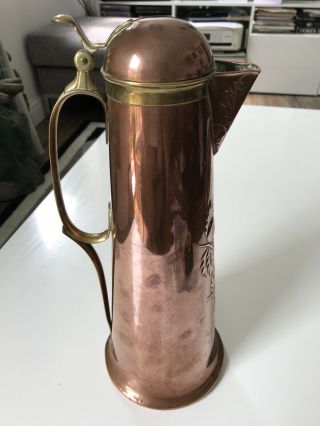 Gebruder Bing Nurnberg,  Secessionist,  Art Nouveau,  Copper And Brass Jug C1910 3