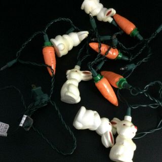 Bunnies And Carrots String Lights Vintage 104 " Long Home Decor Easter
