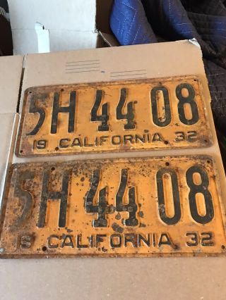 California 1932 License Plate Pair